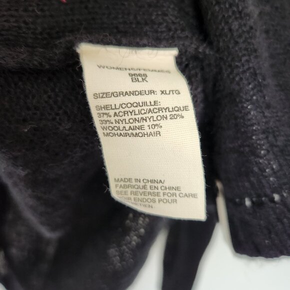 Woolrich Woman’s XL Mohair Wool Blend Black Lightweight Ski Print Crew Sweater - Picture 6 of 7